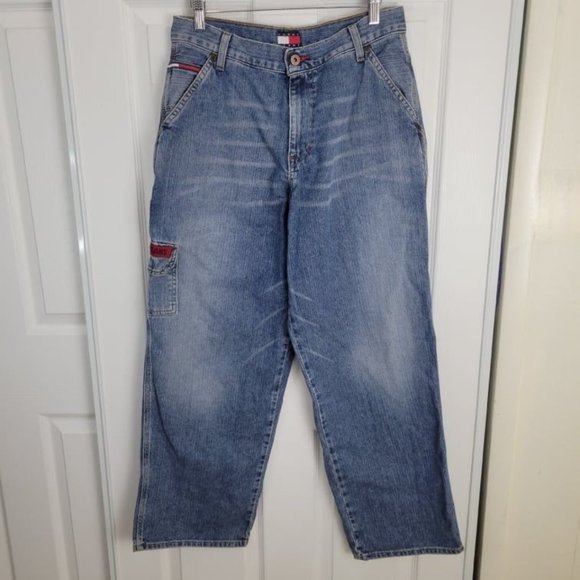 Tommy Hilfiger Other - Vintage TOMMY HILFIGER Men's Size 30X30 Medium Wash Baggy Denim Carpenter Jeans